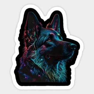 Neon German Shepard Sticker